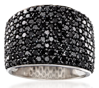 3.70 ctw Pave Black Spinel Ring in Sterling Silver