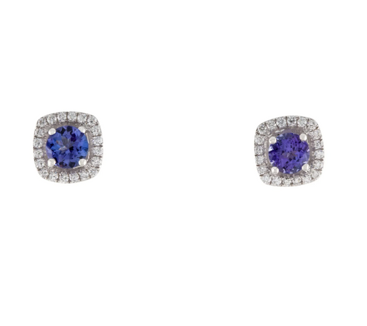 18K Tanzanite & Diamond Stud Earrings