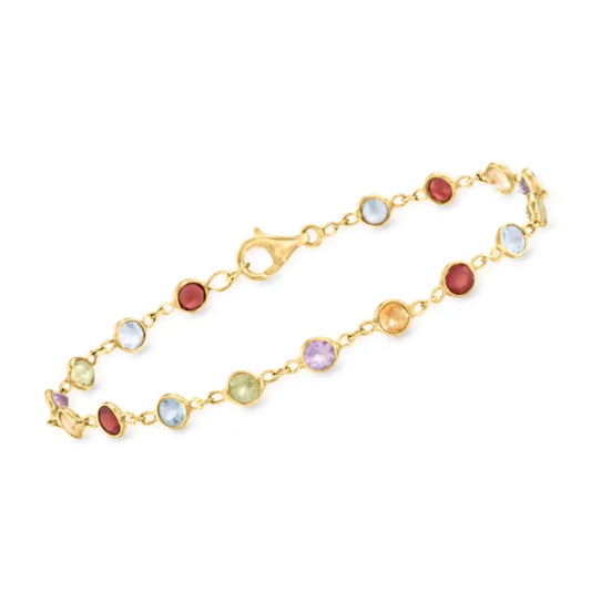 4.30 ctw Multi-Gemstone Bracelet in 18kt Gold Over Sterling