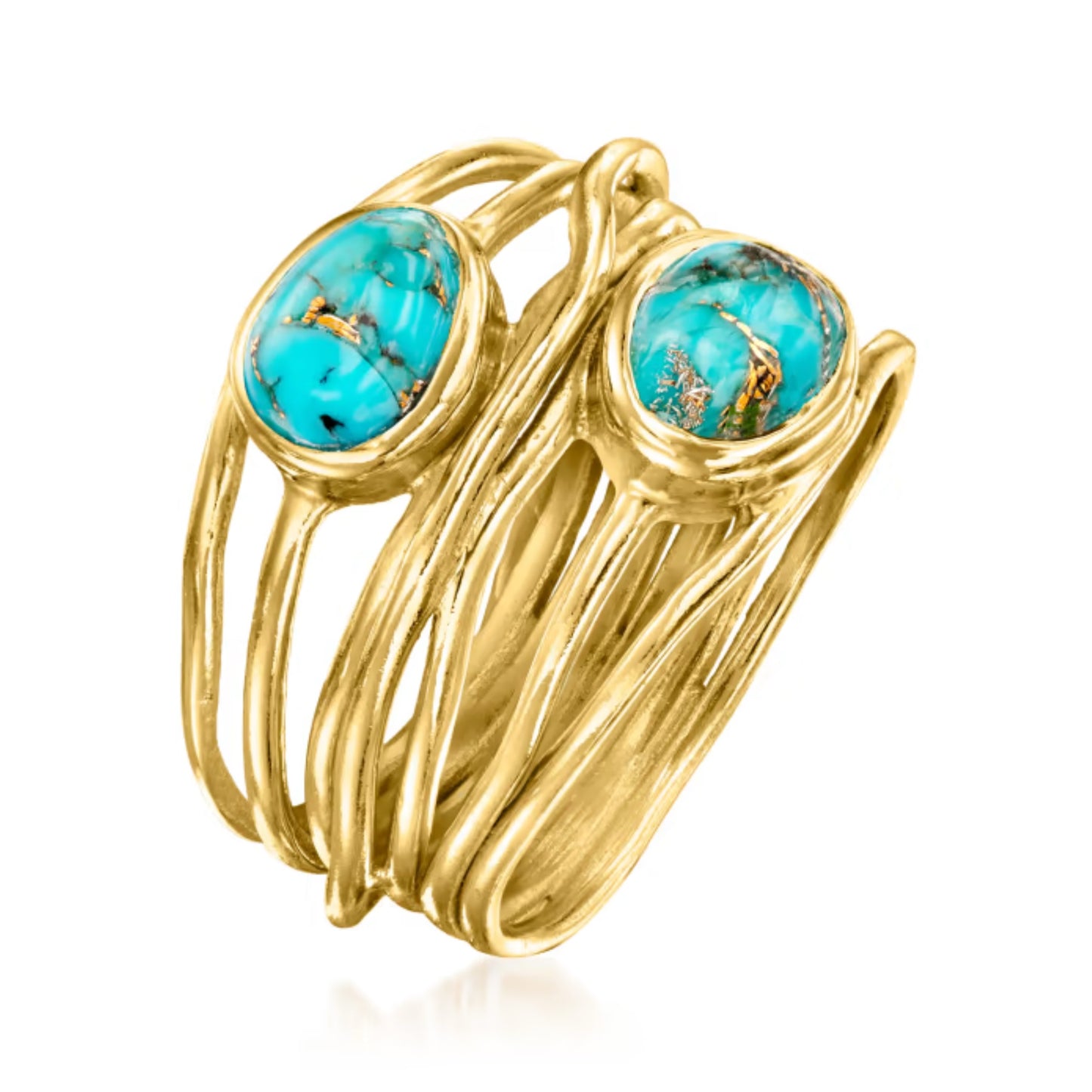 Turquoise Highway Ring in 18kt Gold Over Sterling