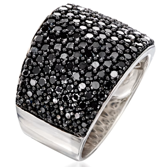 3.70 ctw Pave Black Spinel Ring in Sterling Silver