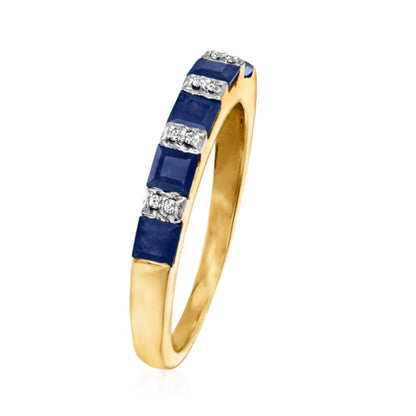 1.30 ctw Sapphire Ring with Diamond Accents in 18kt Gold Over Sterling