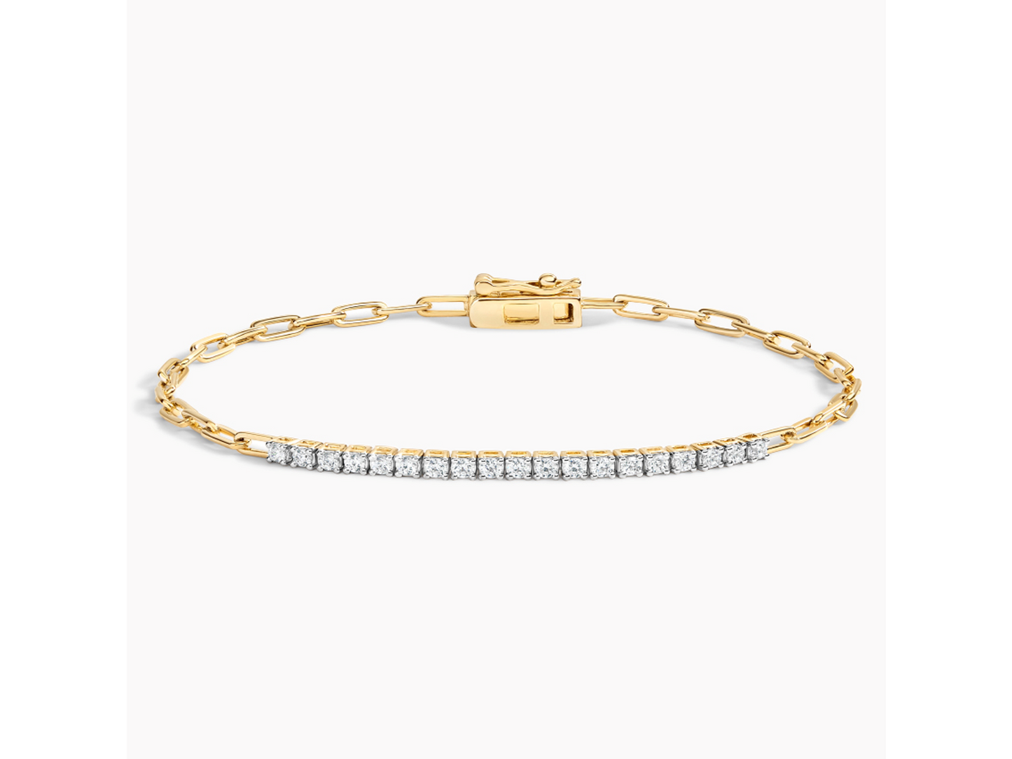 14K Yellow Gold Paperclip Lab Diamond Tennis Bracelet 1/2 ctw