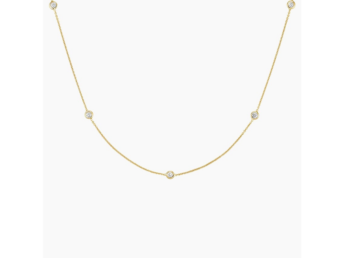 Timeless Elegance 18K Yellow Gold Bezel Strand Diamond Necklace 1/4 ctw