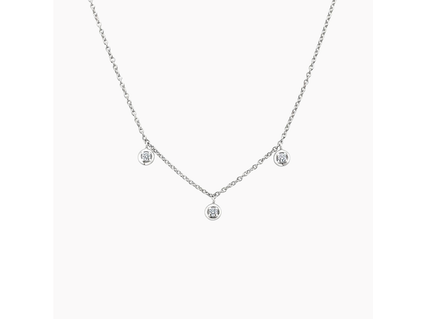 Tri-Diamond Pronged Necklace Adjustable Length 1/6 ctw