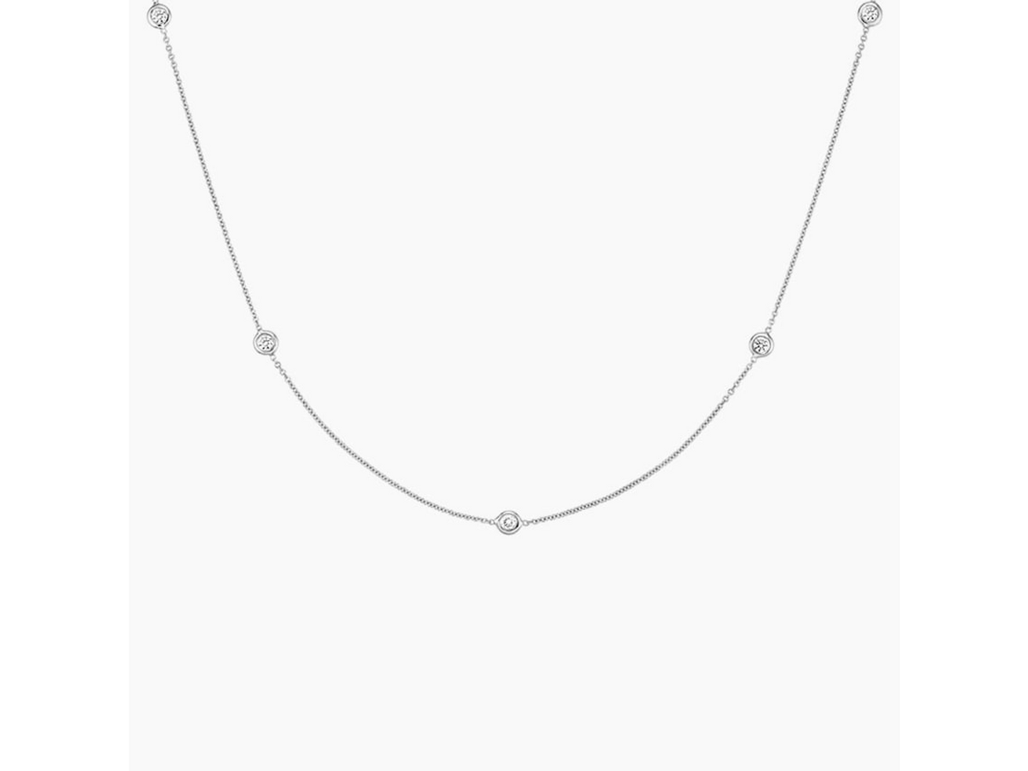 Dainty Brilliance Adjustable Bezel Strand Diamond Necklace 1/4 ctw