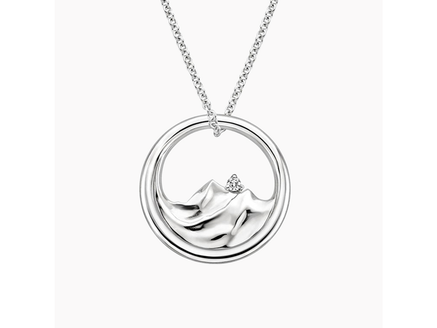 Diamond-Accented Mountain silver Pendant