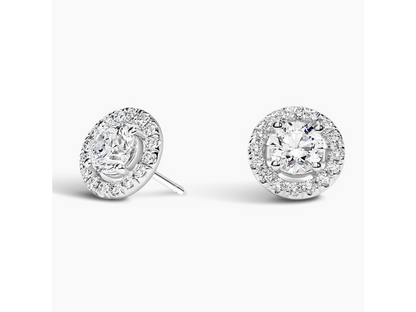 Dazzling Brilliance Lab Diamond Halo Stud Earrings in 18K White Gold