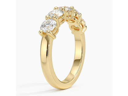 Elegant Harmony 18K Yellow Gold Round Five Stone Lab Diamond Ring 1 1/2 ctw