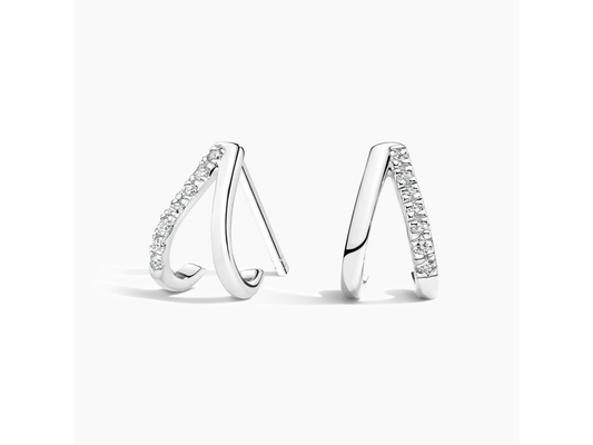 Diamond Split Hoop Huggie Earrings