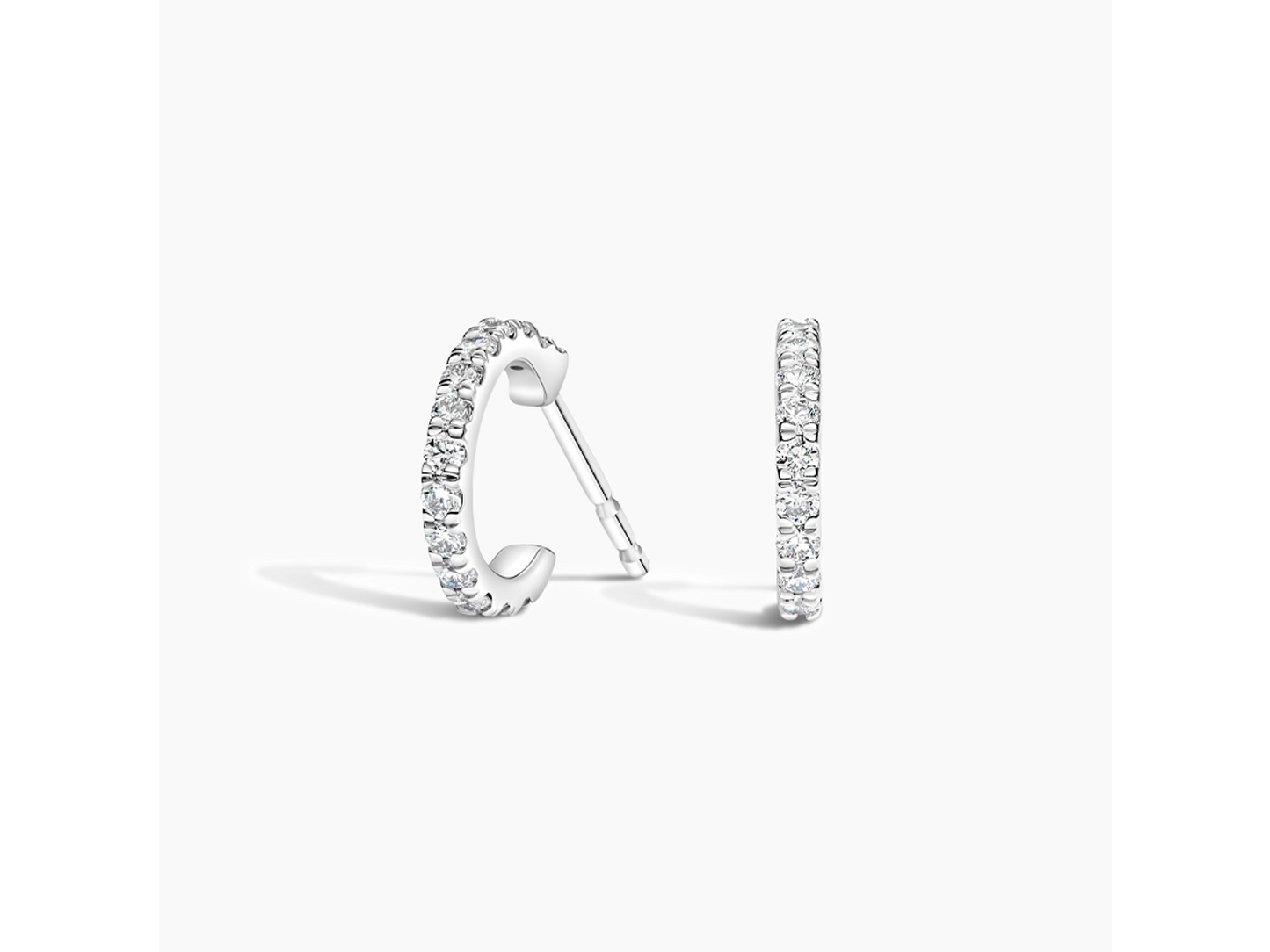 Radiant Brilliance Pavé Lab Diamond Huggie Earrings in 18K White Gold