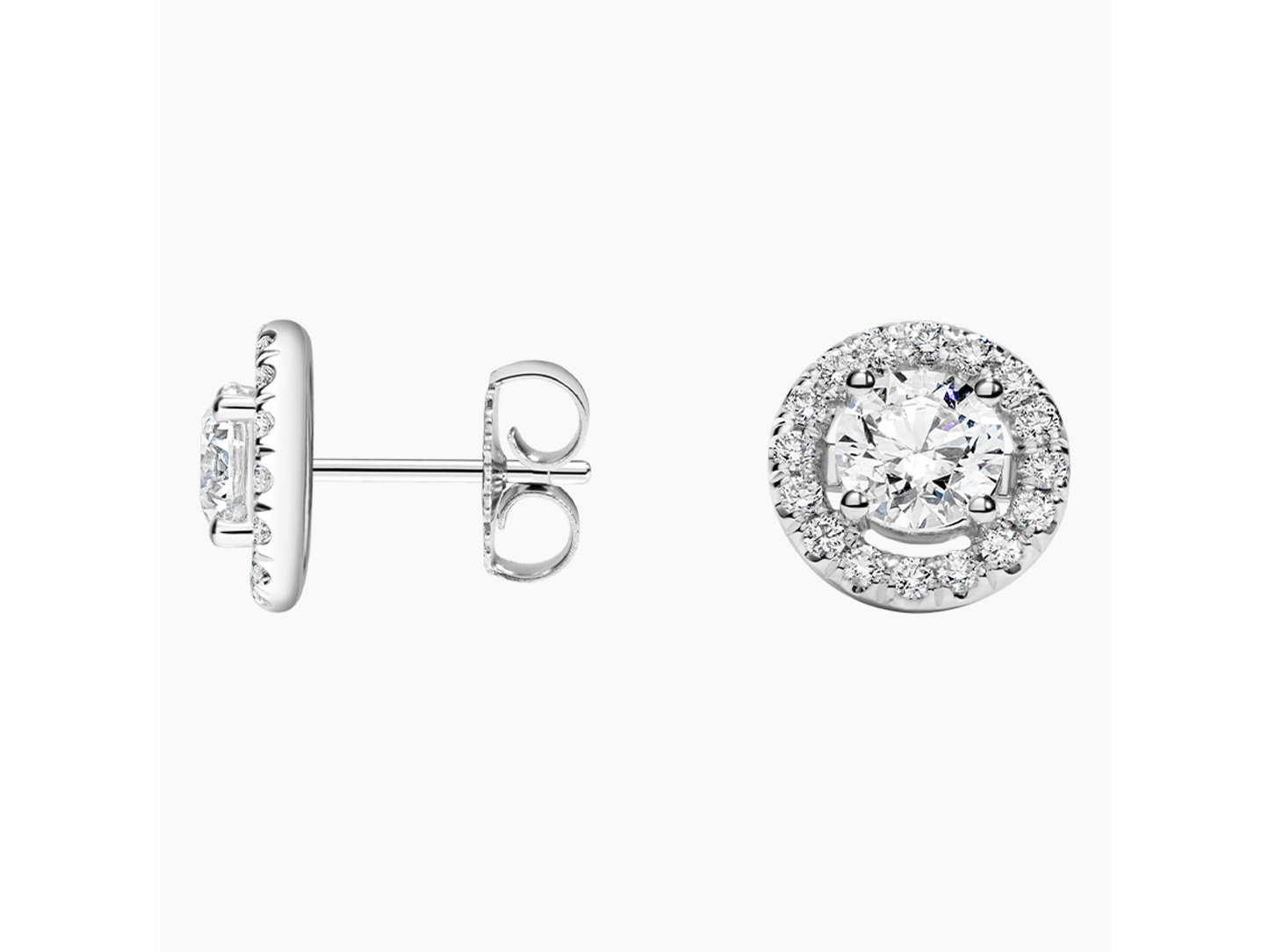 Dazzling Brilliance Lab Diamond Halo Stud Earrings in 18K White Gold