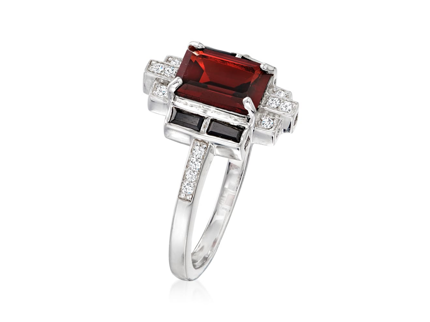 1.80 Carat Garnet and .30 ctw Multi-Gem Ring in Sterling Silver