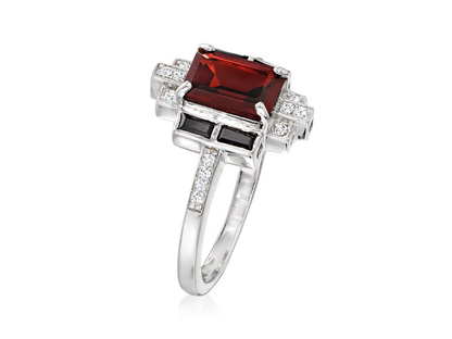 1.80 Carat Garnet and .30 ctw Multi-Gem Ring in Sterling Silver