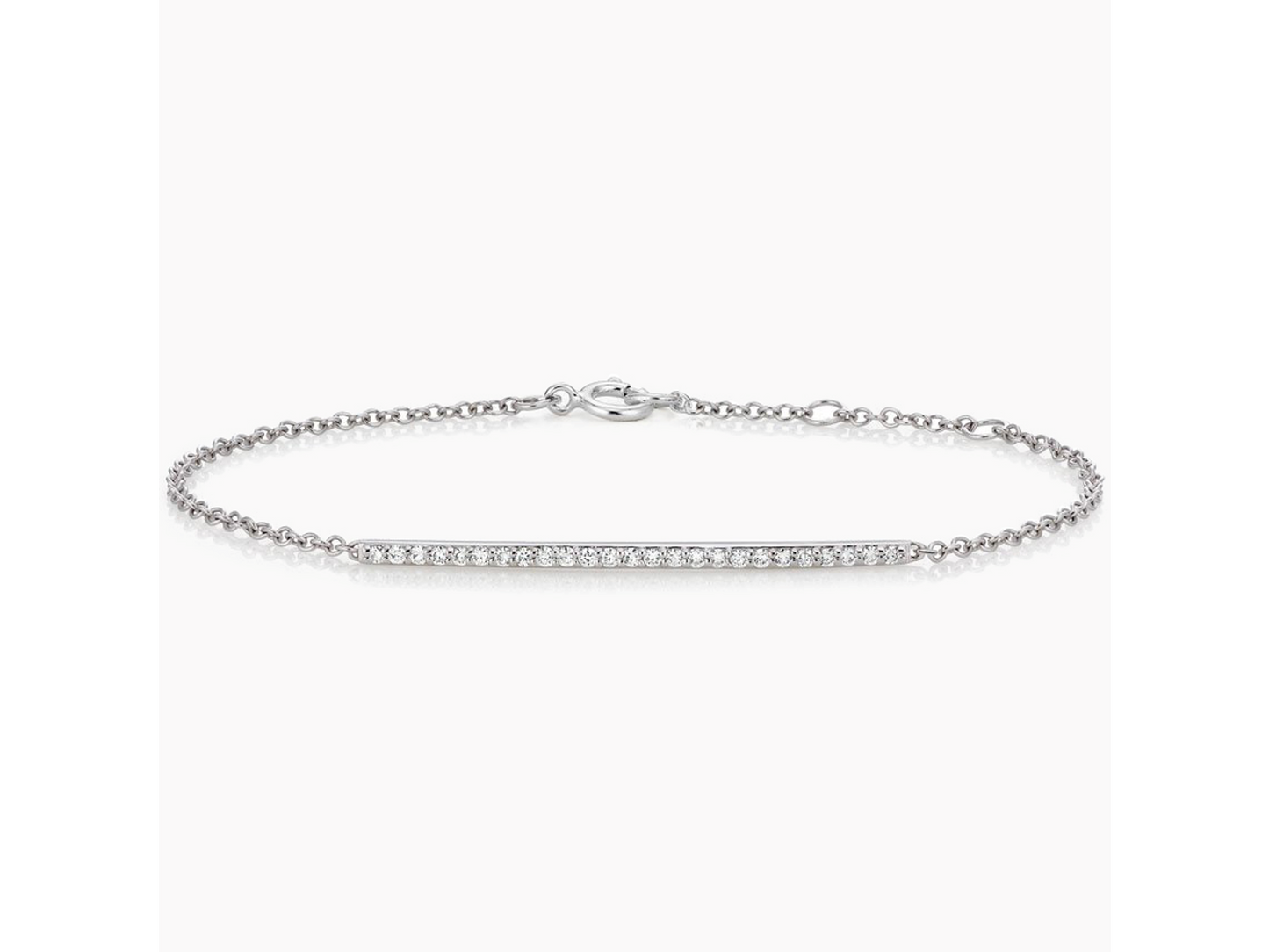 Radiant Elegance Pavé Diamond Bar Bracelet in 18K White Gold 1/4 ctw