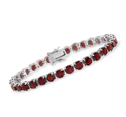 19.20 ctw Garnet Tennis Bracelet in Sterling Silver