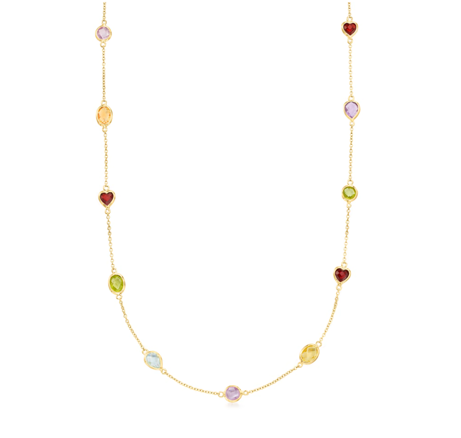 8.85 ctw Bezel-Set Multi-Gemstone Necklace in Sterling Silver