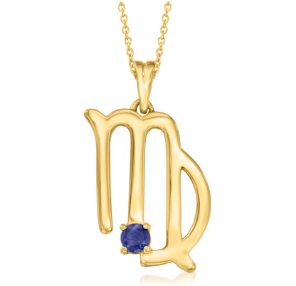 Gemstone Zodiac Pendant Necklace in 18kt Gold Over Sterling