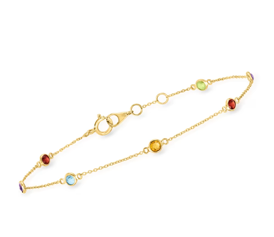 .69 ctw Multi-Gemstone Station Bracelet in 14kt Yellow Gold