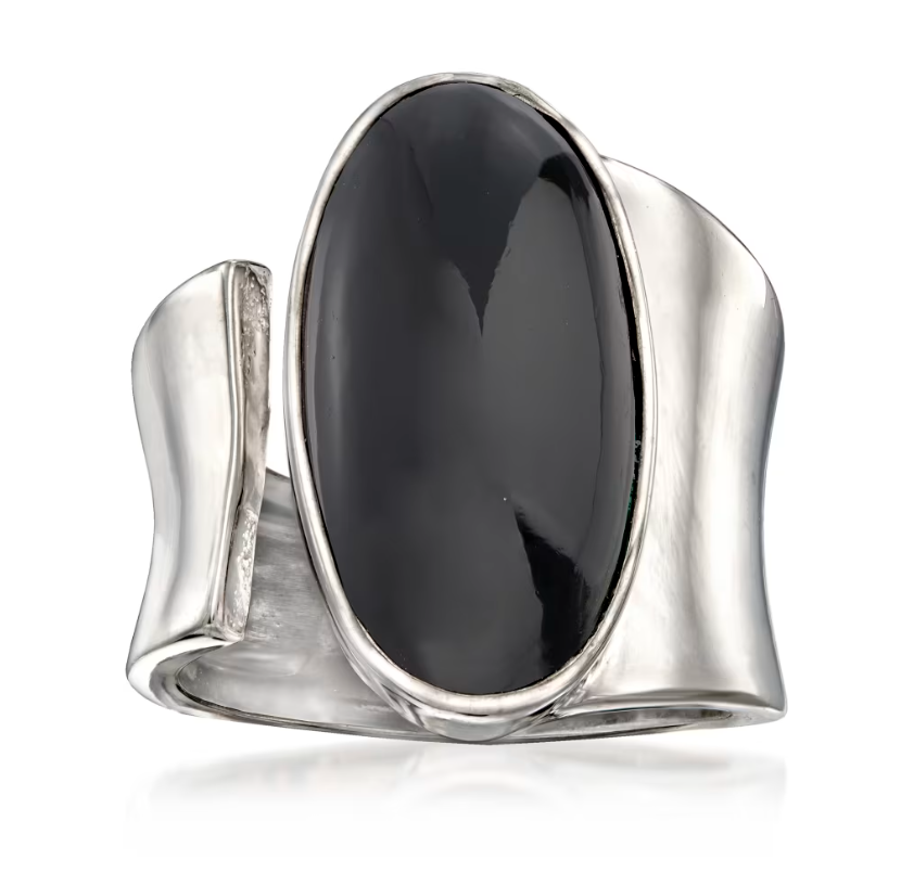 Black Onyx Wrap Ring in Sterling Silver