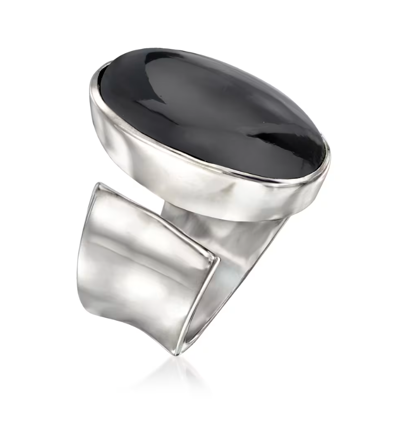 Black Onyx Wrap Ring in Sterling Silver