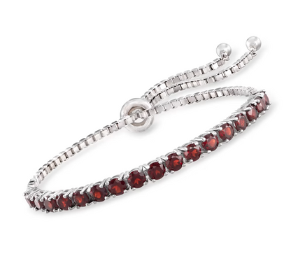 5.00 ctw Garnet Bolo Bracelet in Sterling Silver