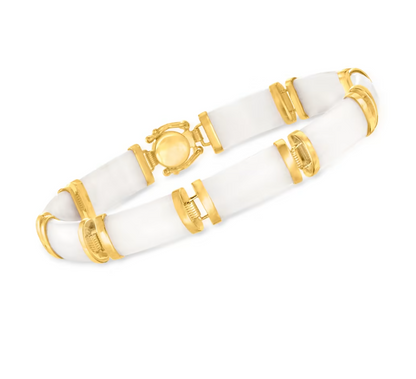 White Agate "Good Fortune" Bracelet in 18kt Gold Over Sterling