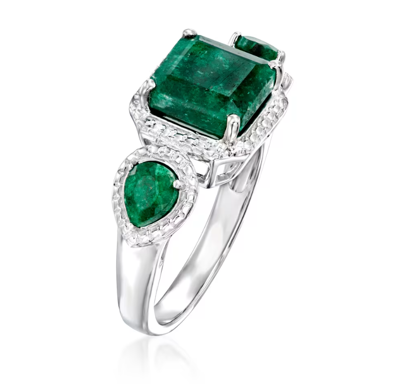 2.50 ctw Emerald Ring in Sterling Silver