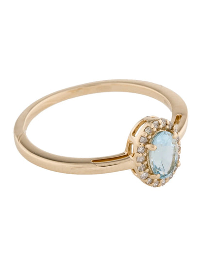 14K Aquamarine & Diamond Cocktail Ring