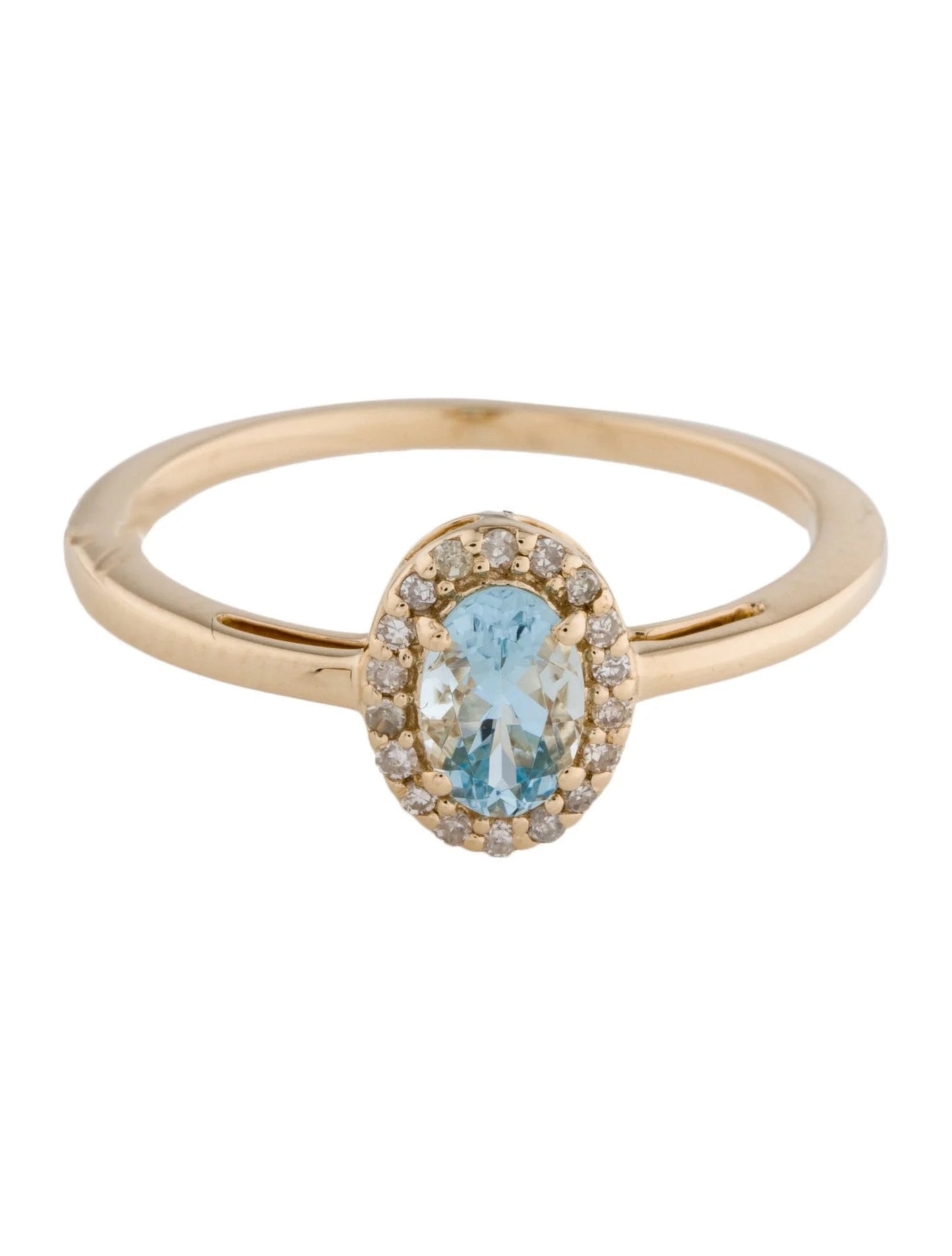 14K Aquamarine & Diamond Cocktail Ring