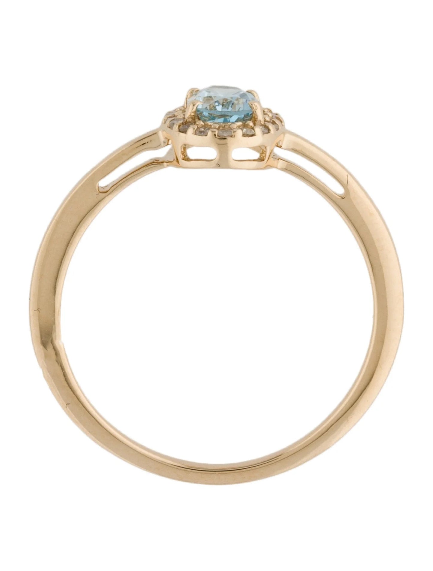 14K Aquamarine & Diamond Cocktail Ring