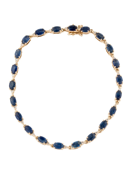 14K 7.01ctw Sapphire & Diamond Link Bracelet