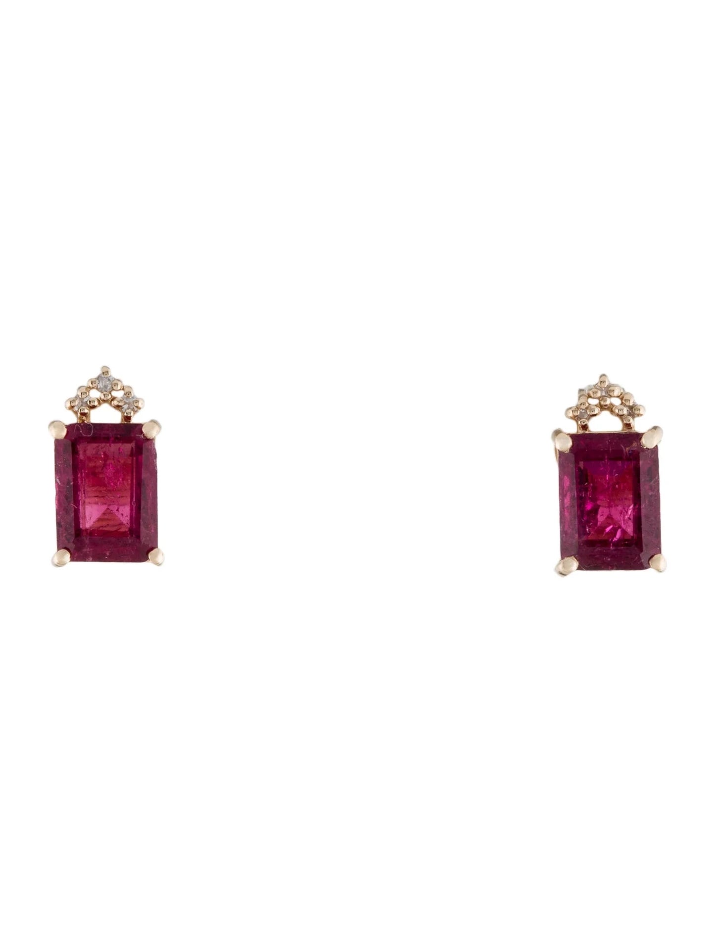 14K Tourmaline & Diamond Stud Earrings