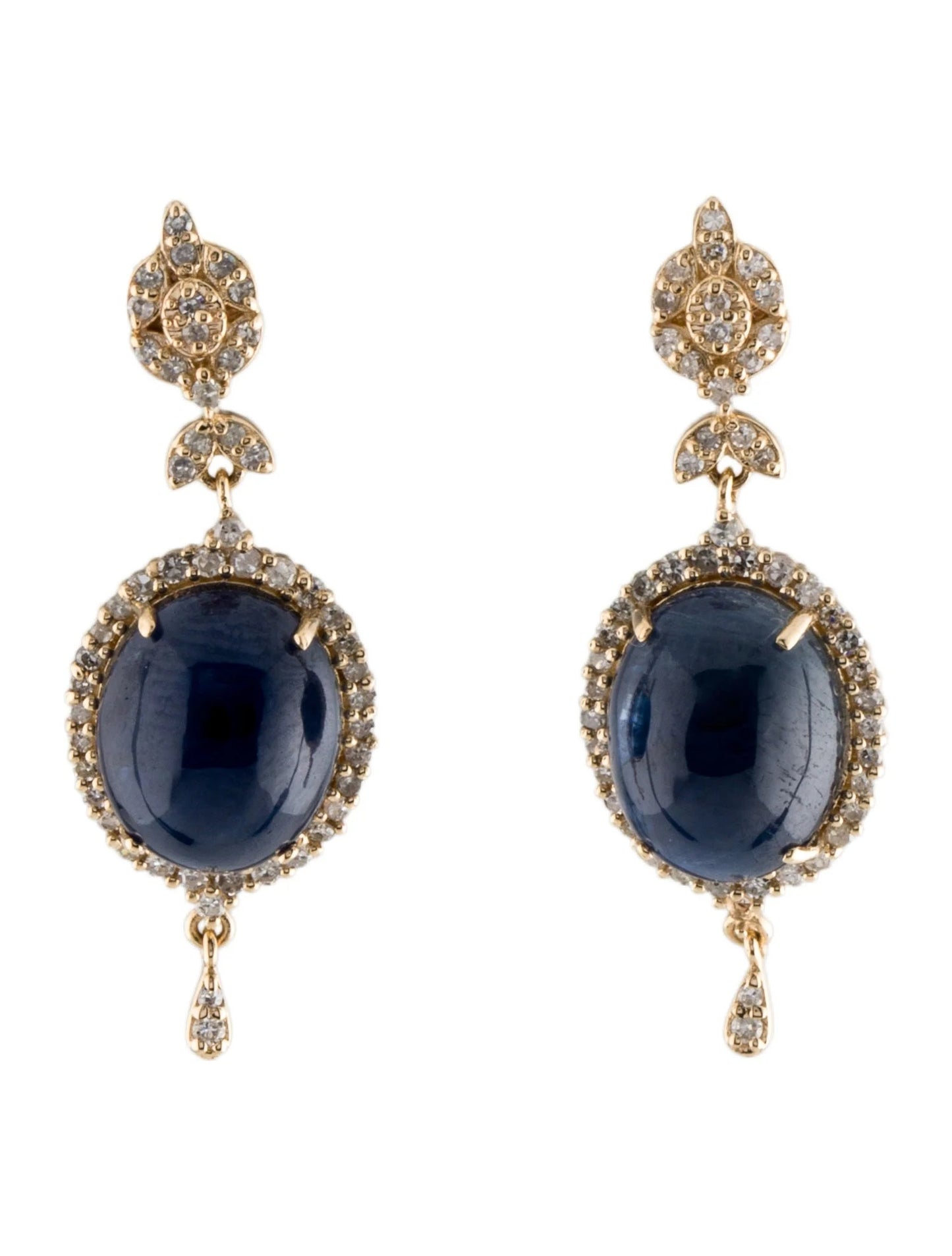 14K Sapphire & Diamond Drop Earrings