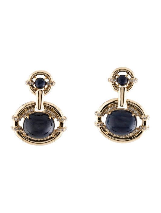 14K Sapphire & Diamond Drop Earrings