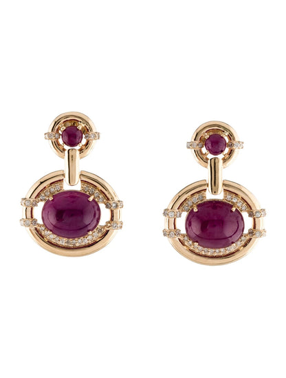 14K 13.24ctw Ruby & Diamond Drop Earrings