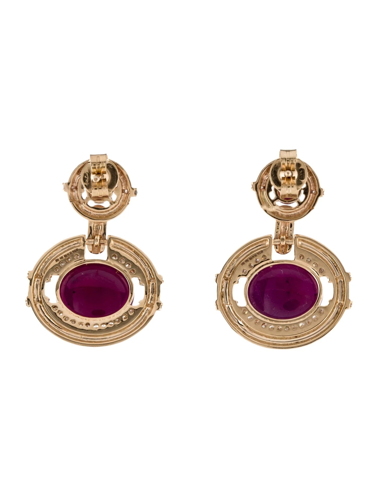 14K 13.24ctw Ruby & Diamond Drop Earrings