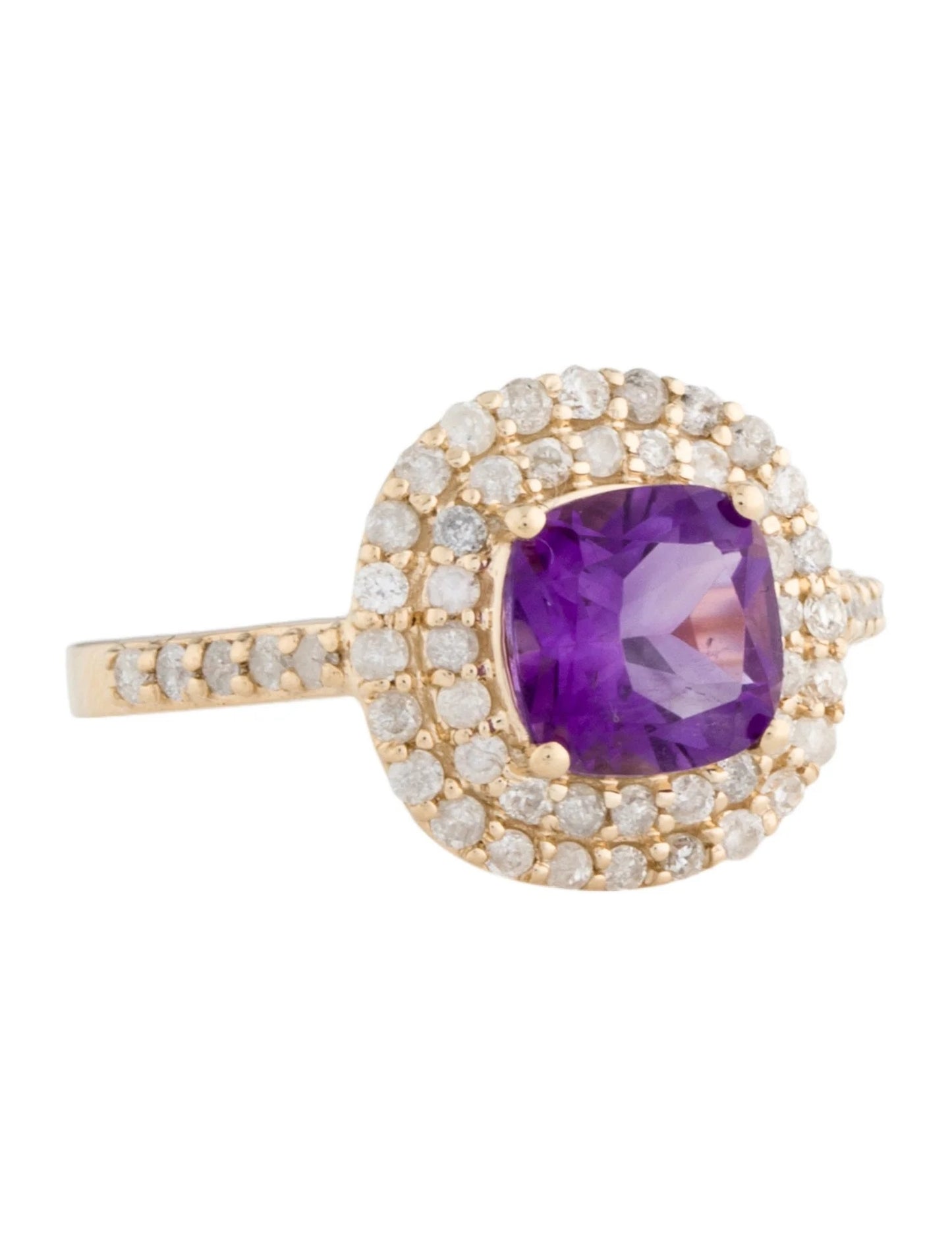 14K Amethyst & Diamond Cocktail Ring