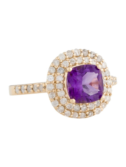 14K Amethyst & Diamond Cocktail Ring