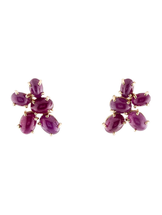 14K Ruby Drop Stud Earrings