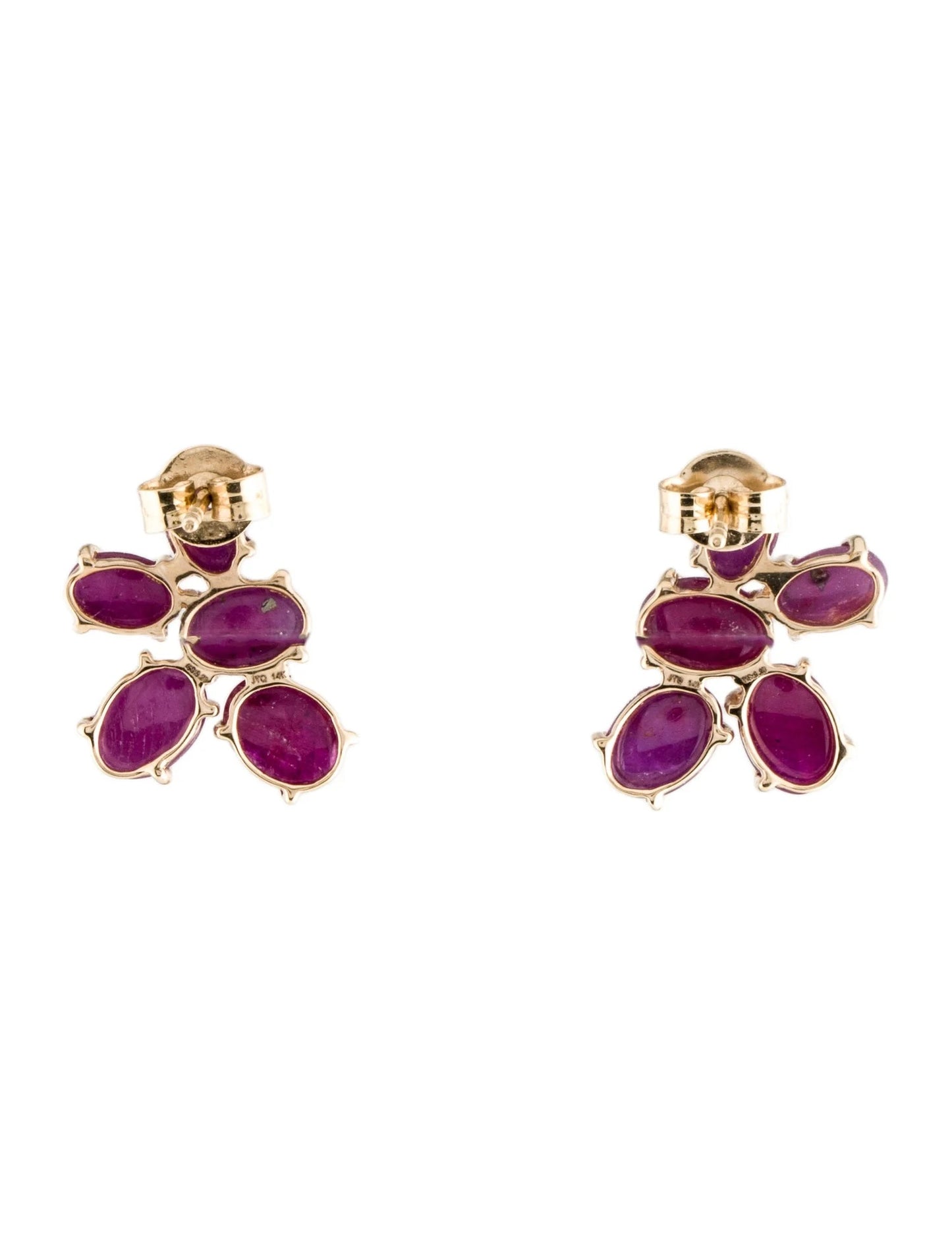 14K Ruby Drop Stud Earrings