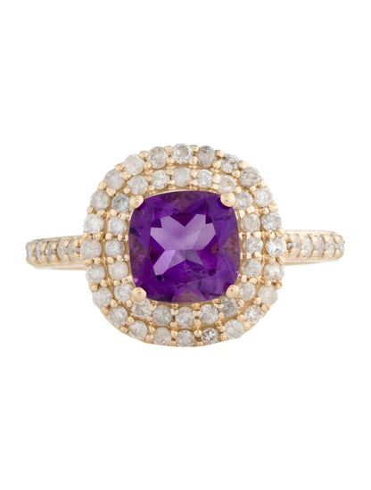 14K Amethyst & Diamond Cocktail Ring