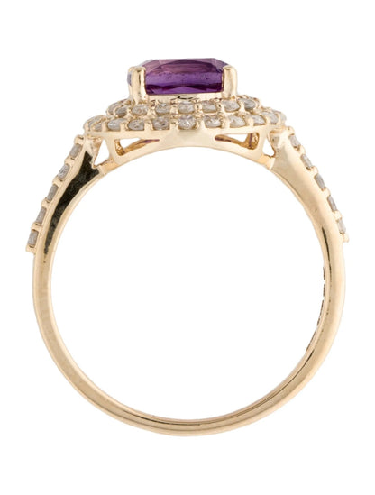 14K Amethyst & Diamond Cocktail Ring