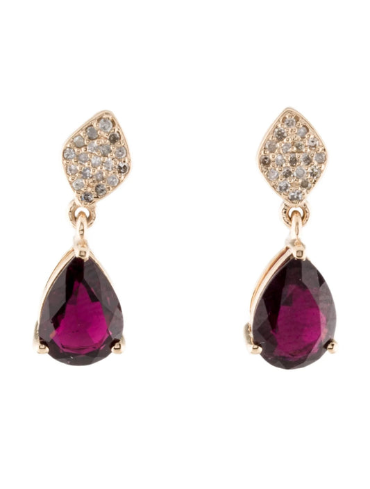 14K Tourmaline & Diamond Drop Earrings