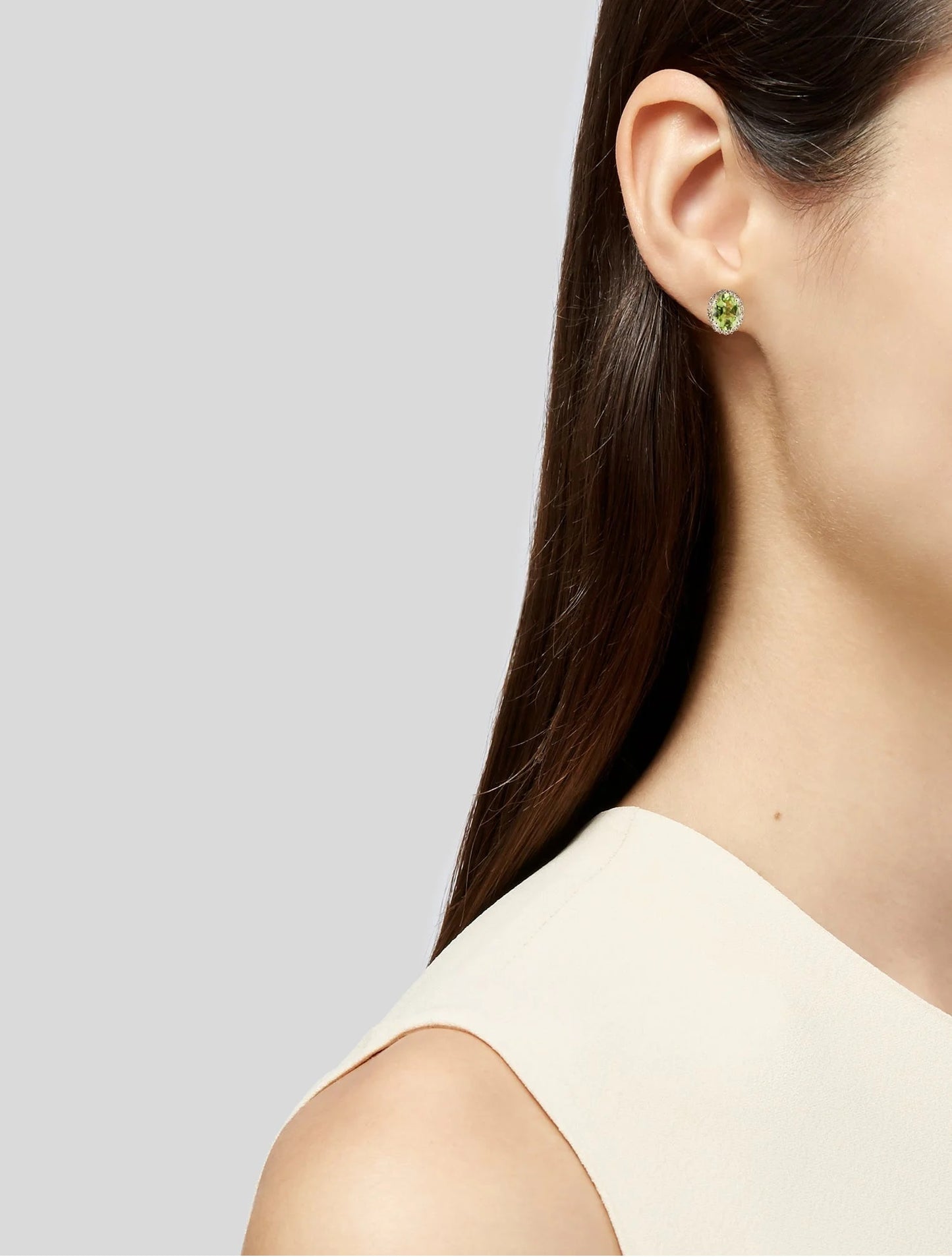 14K Peridot & Diamond Stud Earrings