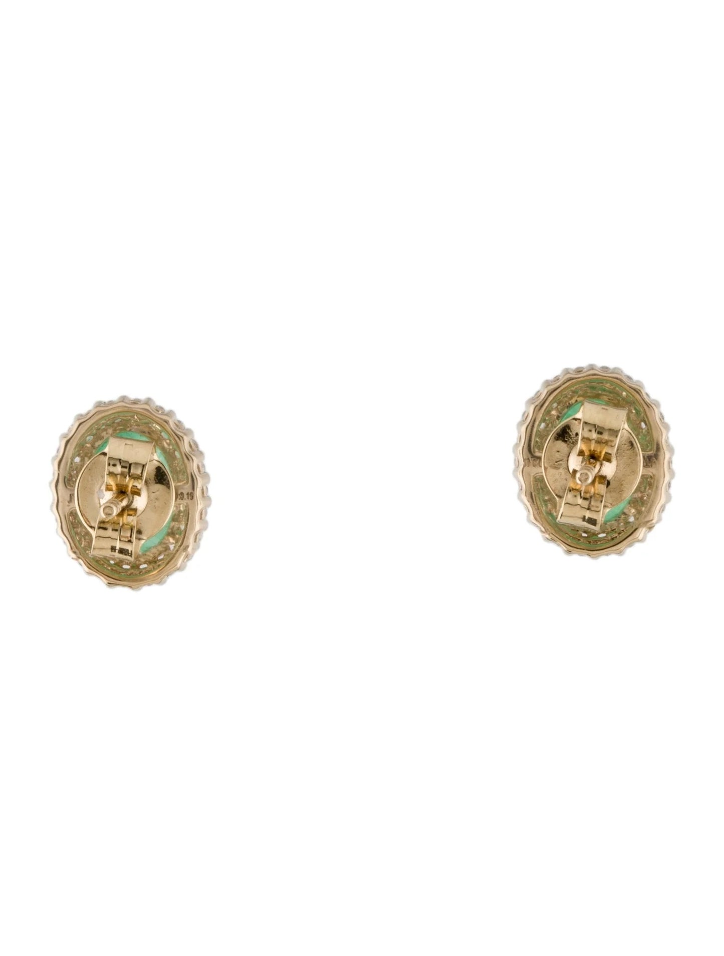 14K Emerald & Diamond Stud Earrings