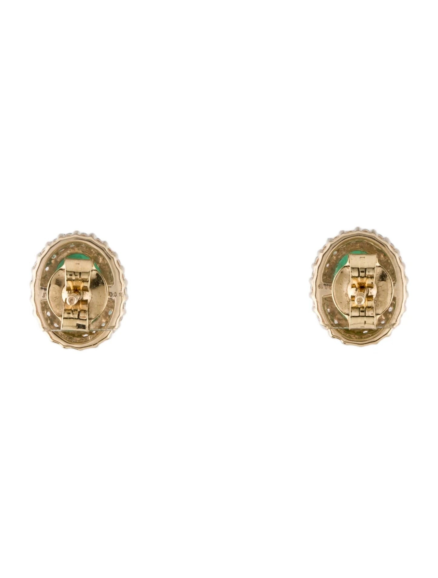 14K 2.08ctw Emerald & Diamond Stud Earrings