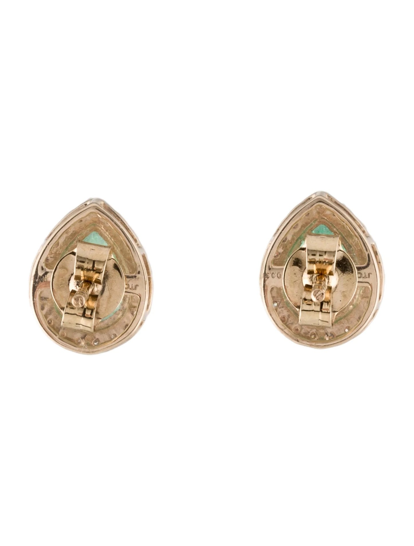 14K Emerald & Diamond Stud Earrings