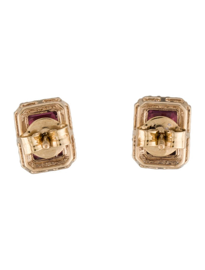 14K 1.84ctw Tourmaline & Diamond Stud Earrings