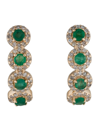 14K Emerald & Diamond Earclips